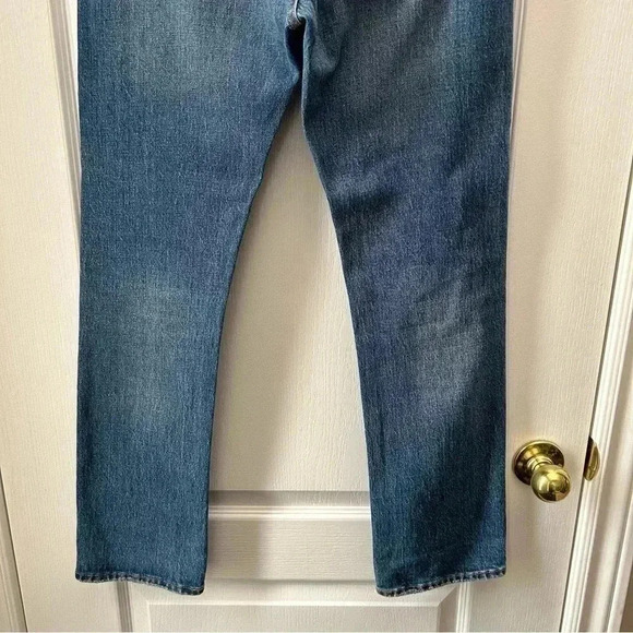GAP Cone Denim  High Waisted Straight Leg Jeans Distressed Blue Size 25 - Picture 10 of 15